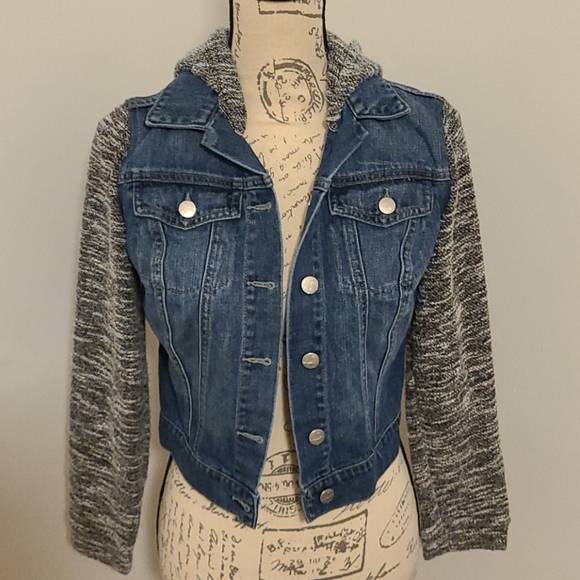 Jessica Simpson denim jacket with cloth hood - Picture 1 of 3